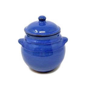 Selena Hand Dipped Glaze Ceramic Kitchen Dining Storage Jar w/lid (H) 23cm Blue
