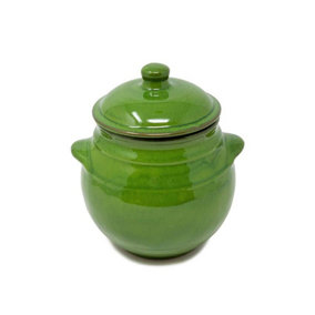 Selena Hand Dipped Glaze Ceramic Kitchen Dining Storage Jar w/lid (H) 23cm Green