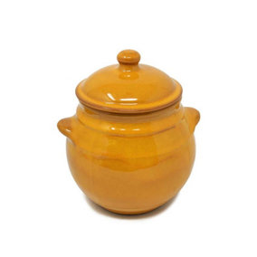 Selena Hand Dipped Glaze Ceramic Kitchen Dining Storage Jar w/lid (H) 23cm Orange