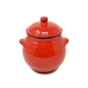 Selena Hand Dipped Glaze Ceramic Kitchen Dining Storage Jar w/lid (H) 23cm Red