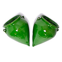 Selena Hand Dipped Glaze Green Set of 2 Teardrop Hanging Plant Pots (H) 18cm