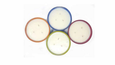 Selena Hand Dipped Glaze Mixed Set of 4 Scented Soy Wax Candles (Diam) 14cm