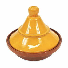 Selena Hand Dipped Glaze Orange Ceramic Kitchen Dining Cookware Tagine Dish (Diam) 27cm
