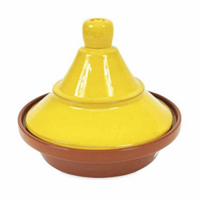 Selena Hand Dipped Glaze Yellow Ceramic Kitchen Dining Cookware Tagine Dish (Diam) 27cm