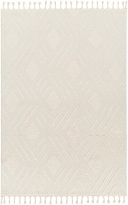 SELENE Berber Geometric High Pile Ivory Area Rug 140 x 200 cm