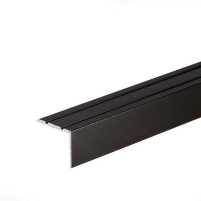 Self-adhesive anodised aluminium anti non slip stair edge nosing trim 900mm x 25mm x 20mm A36 black