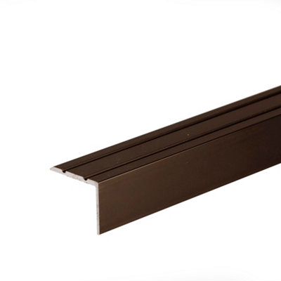 Self-adhesive anodised aluminium anti non slip stair edge nosing trim 900mm x 25mm x 20mm A36 brown