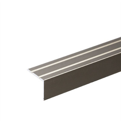 Self-adhesive anodised aluminium anti non slip stair edge nosing trim 900mm x 25mm x 20mm A36 champagne