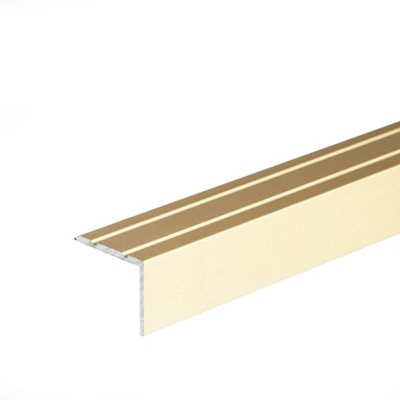 Self-adhesive anodised aluminium anti non slip stair edge nosing trim 900mm x 25mm x 20mm A36 gold