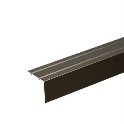 Self-adhesive anodised aluminium anti non slip stair edge nosing trim 900mm x 25mm x 20mm A36 olive