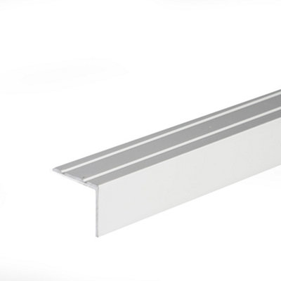 Self-adhesive anodised aluminium anti non slip stair edge nosing trim 900mm x 25mm x 20mm A36 silver