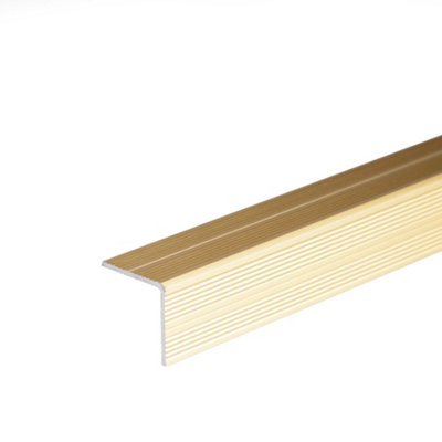 Self-adhesive anodised aluminium anti non slip stair edge nosing trim 900mm x 25mm x 25mm A40 gold