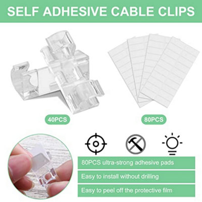 Self Adhesive Cable Tidy Wire Clips, 100 Pcs Cable Management Wall ...