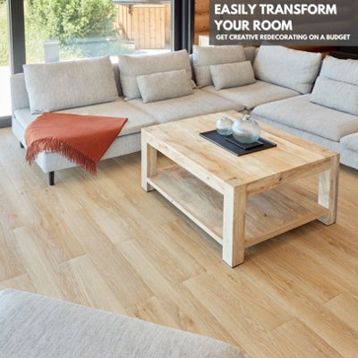 Self Adhesive Floor Planks - 36 Planks Per Pack Covering 53.8 ft² (5 m²) - Peel And Stick Vinyl Flooring in Beige Wood Effect Price Comparisons | Compare The Build