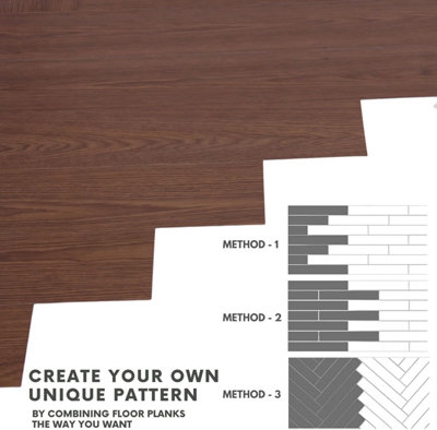 Self Adhesive Floor Planks - 36 Planks Per Pack Covering 53.8 ft² (5 m²) - Peel And Stick Vinyl Flooring in Brown Wood Effect