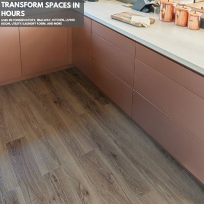 Self Adhesive Floor Planks - 36 Planks Per Pack Covering 5m² (53.8 ft²) - Peel And Stick Vinyl Flooring in Brown Wood Effect