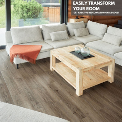 Self Adhesive Floor Planks - 36 Planks Per Pack Covering 5m² (53.8 ft²) - Peel And Stick Vinyl Flooring in Brown Wood Effect