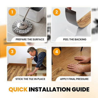 Self Adhesive Floor Planks - 7 pcs Pack Covers 0.97m² Peel and Stick ...