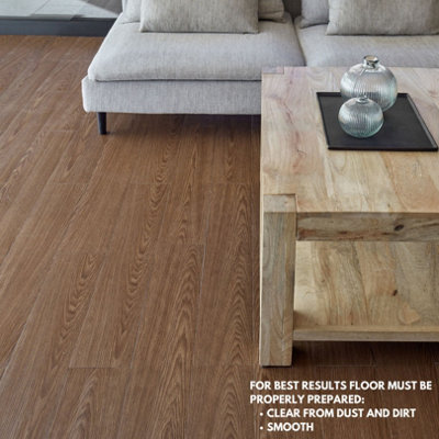 Self Adhesive Floor Planks - Pack of 10 Planks Covers (1.39m²) 14.96 ft² - Peel And Stick Vinyl Flooring Brown Wood Effect