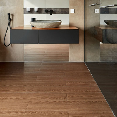 Self Adhesive Floor Planks - Pack of 10 Planks Covers (1.39m²) 14.96 ft² - Peel And Stick Vinyl Flooring Brown Wood Effect