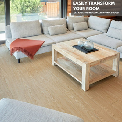Self Adhesive Floor Planks - Pack of 10 Planks Covers 14.96 ft² (1.39m²) - Peel And Stick Vinyl Flooring Natural Wood Effect