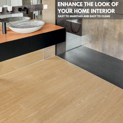 Self Adhesive Floor Planks - Pack of 10 Planks Covers 14.96 ft² (1.39m²) - Peel And Stick Vinyl Flooring Natural Wood Effect