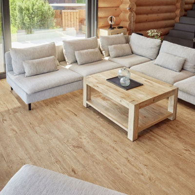 Self Adhesive Floor Planks - Pack of 7 Planks Covers 10.47 ft² (0.97m²) - Peel And Stick Vinyl Flooring Honey Oak Timber Effect