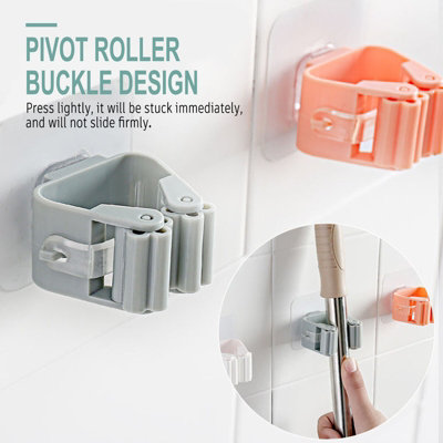 Self Adhesive Mop and Broom Holders Mop Spring Clips Wall Mounted DIY at B Q