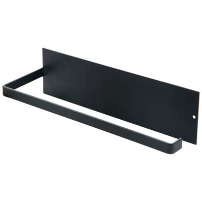 Self Adhesive Towel Rod Bar Wall Bath Towel Holder Rail Rack For Kitchen Bathroom 34cm Black-1000883