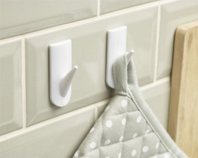 Self-Adhesive Removable General Purpose Decorative Storage Hooks, White ...
