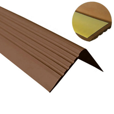 Self-adhesive stair anti slip nosing rubber angle step edge PVC RGP 150cm brown