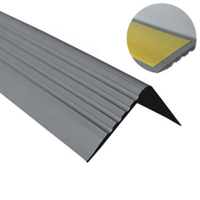 Self-adhesive stair anti slip nosing rubber angle step edge PVC RGP 150cm dark gray