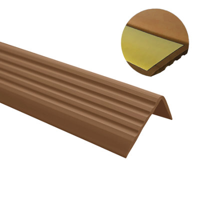 Self-adhesive stair non-slip nosing rubber angle step edge PVC ND 100cm brown