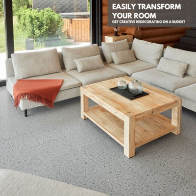 Self-Adhesive Vinyl Floor Tiles - 30 Pack for 30 ft² (2.79 m²) Coverage - Peel & Stick Vinyl Floor Tiles - Granite Terrazzo Effect - 4