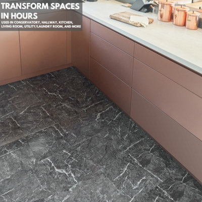 Self-Adhesive Vinyl Floor Tiles - 30 Pack for 30 ft² (2.79 m²) Coverage - Peel & Stick Vinyl Floor Tiles - Luxe Marble Effect - 3