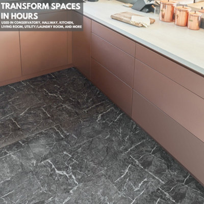 Self-Adhesive Vinyl Floor Tiles - 30 Pack for 30 ft² (2.79 m²) Coverage - Peel & Stick Vinyl Floor Tiles - Luxe Marble Effect