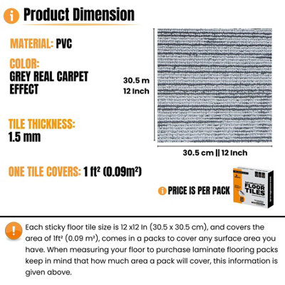 Self Adhesive Vinyl Floor Tiles - 40 Pcs Pack Covers 3.72m² Peel and ...
