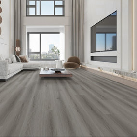 Self Adhesive Wood Effect PVC Flooring Planks 36 PCS,Grey,5m²