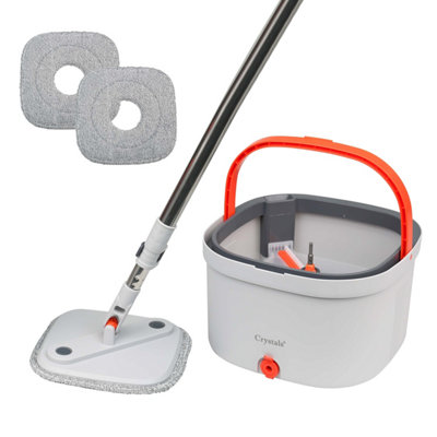 Self Cleaning 360 Spin Microfibre Square Mop & Bucket Set Wash & Dry System