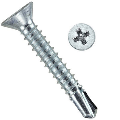 Self Drilling Screws Length: 42mm ( Pack of: 200 ) Countersunk Self Tapping Screws for Metal, Steel, Roofing, Windows