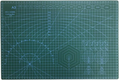 Self Healing Rectangular Green A3 Cutting Mat - Anti-Slip Blade-Resistant Core with Metric Grid Lines Universal Mat