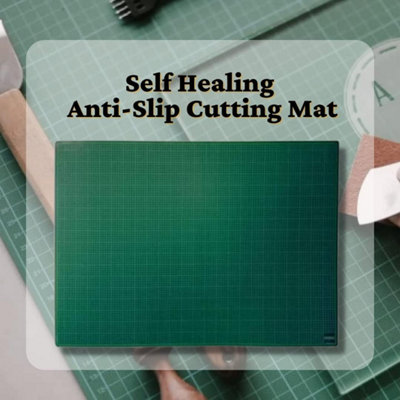 Self Healing Rectangular Green A3 Cutting Mat - Anti-Slip Blade-Resistant Core with Metric Grid Lines Universal Mat - 7