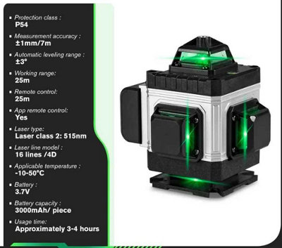 Self-levelling Laser level with 120cm Tripod and 2x Lethium batteries