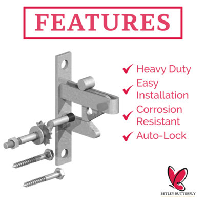 Self Locking Auto Gate Catch Galvanised Steel Gate Latch with Straight ...
