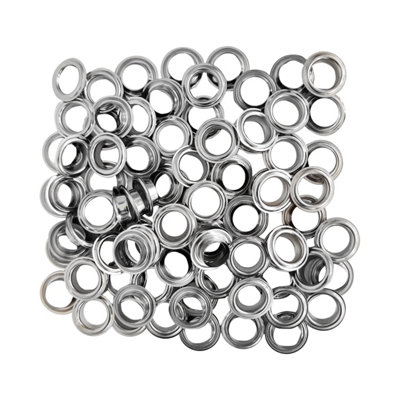 Self-Piercing 12mm Eyelets for Semi-Automatic Eyelet Machine, Silver - Pack of 100