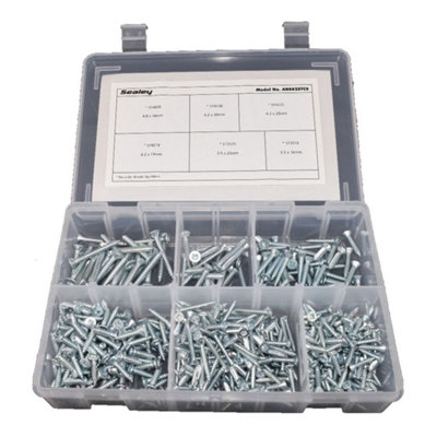 Self Tapping Screw Assortment Countersunk Pozi Zinc DIN 7982 510pc by Ufixt