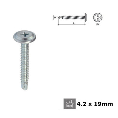Self Tapping Screw PH Head Selfdrilling Screw with Flat Washer - Size 4.2x19mm - Pack of 1000 Price Comparisons | Compare The Build