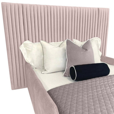 Selina Kids Bed Gaslift Ottoman Plush Velvet with Safety Siderails- Pink