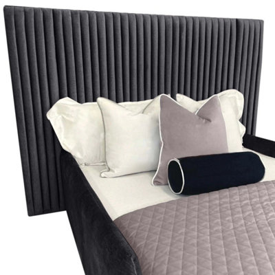 Selina Kids Bed Gaslift Ottoman Plush Velvet with Safety Siderails- Steel
