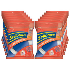 Sellotape Double Sided Tape for Everyday Use with Easy Peel 12mmx33m, 12pk